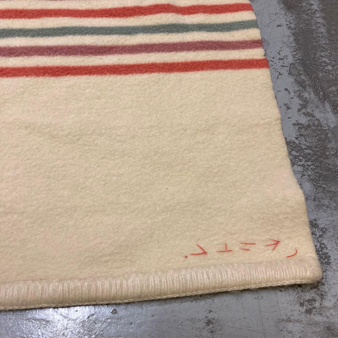 80s ニッケ毛布　WOOL100 % 昭和レトロ　アンティーク　ビンテージ