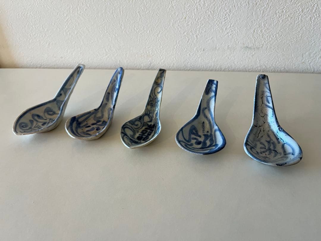 中国 清朝 染付レンゲ【5客】