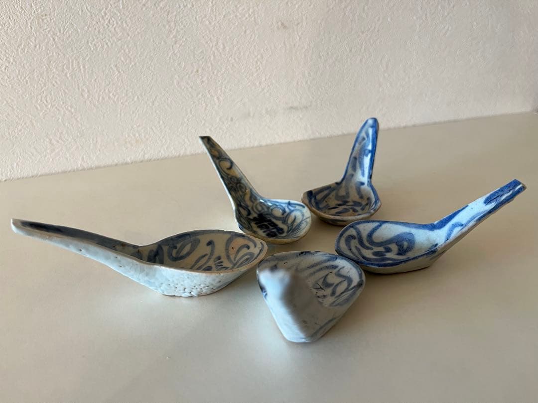 中国 清朝 染付レンゲ【5客】