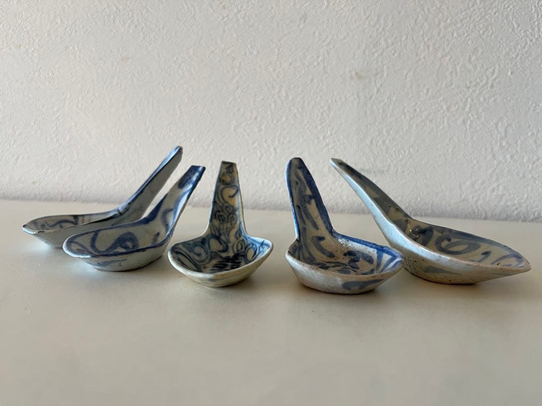 中国 清朝 染付レンゲ【5客】