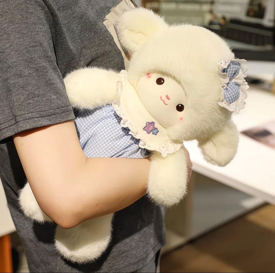 羊型ぬいぐるみ チェック柄ドレス