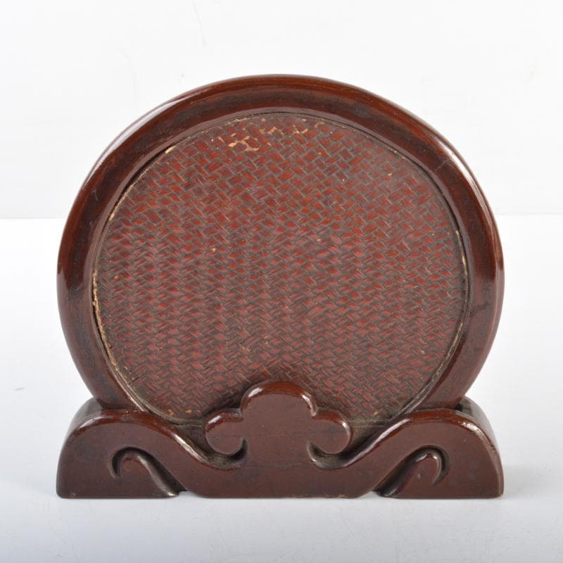 中国　象嵌螺鈿装飾　山水人物文　硯屏　V　4496