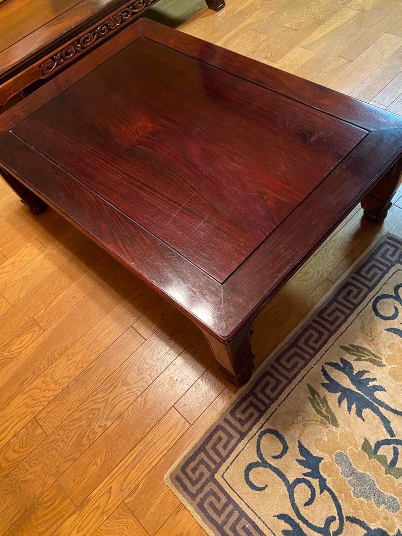 黒檀、天然木、茶色の高級座卓です❣️ずっしり高級感あり‼️