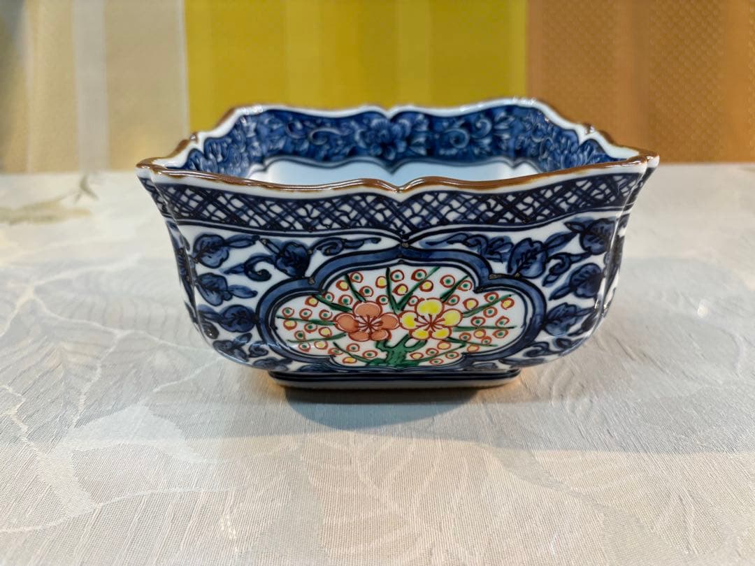 京焼清水焼 京泉窯 四君子正角菓子鉢