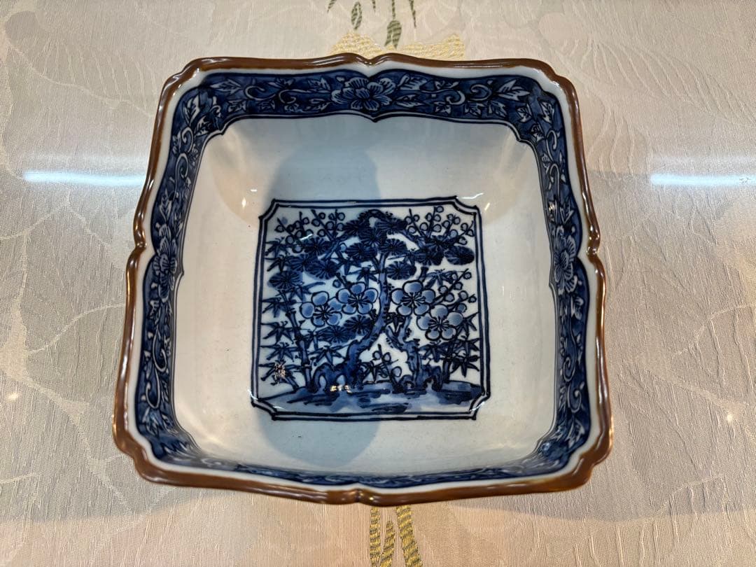 京焼清水焼 京泉窯 四君子正角菓子鉢