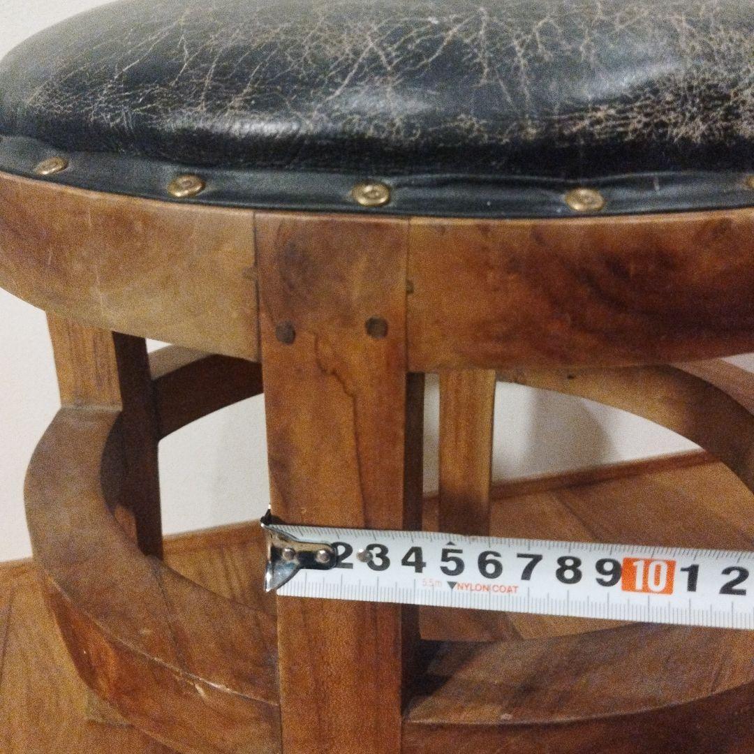 CORIGGE MARKET 本革 スツール アジアンチーク 無垢材 レトロ ②