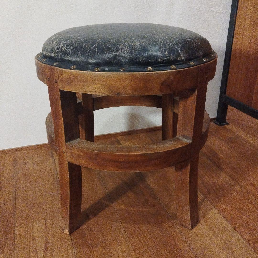 CORIGGE MARKET 本革 スツール アジアンチーク 無垢材 レトロ ②