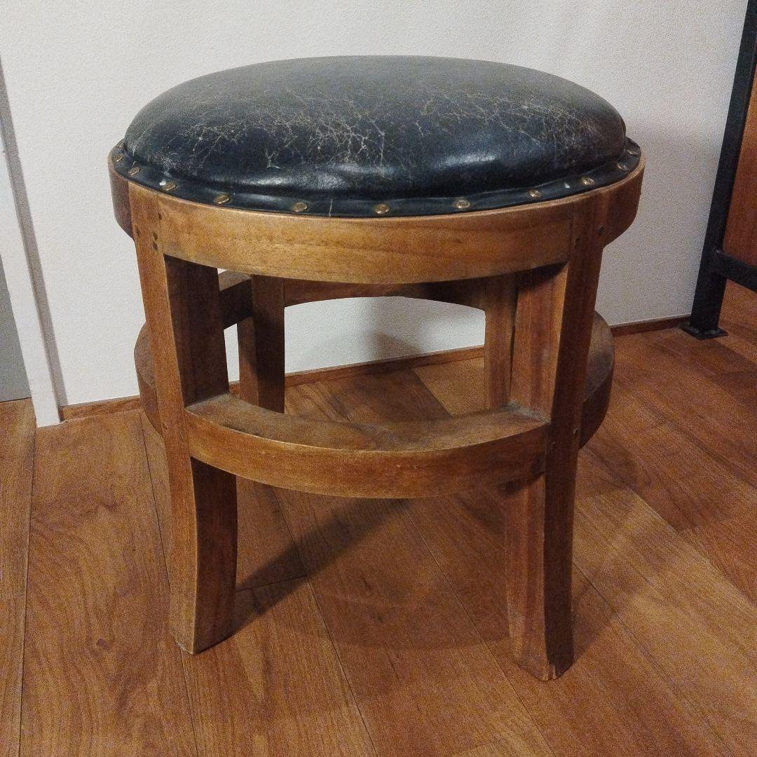 CORIGGE MARKET 本革 スツール アジアンチーク 無垢材 レトロ ②
