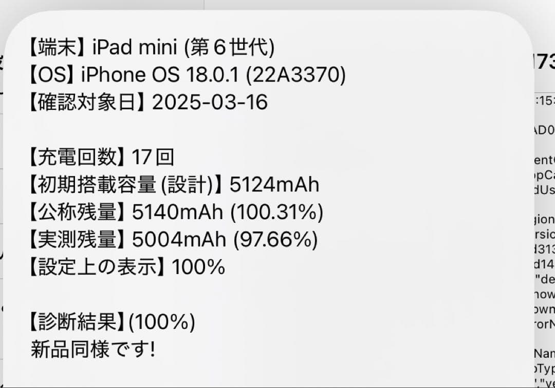 iPad mini (第6世代) 本体　新品同様　256gb バッテリー100%