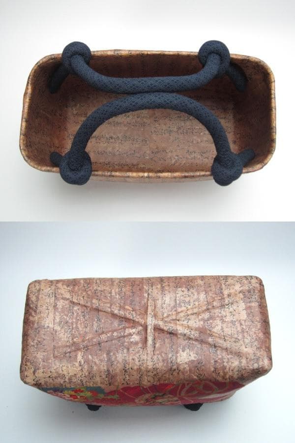 一閑張り 手付きかご（大）（買い物かご・バスケット）3