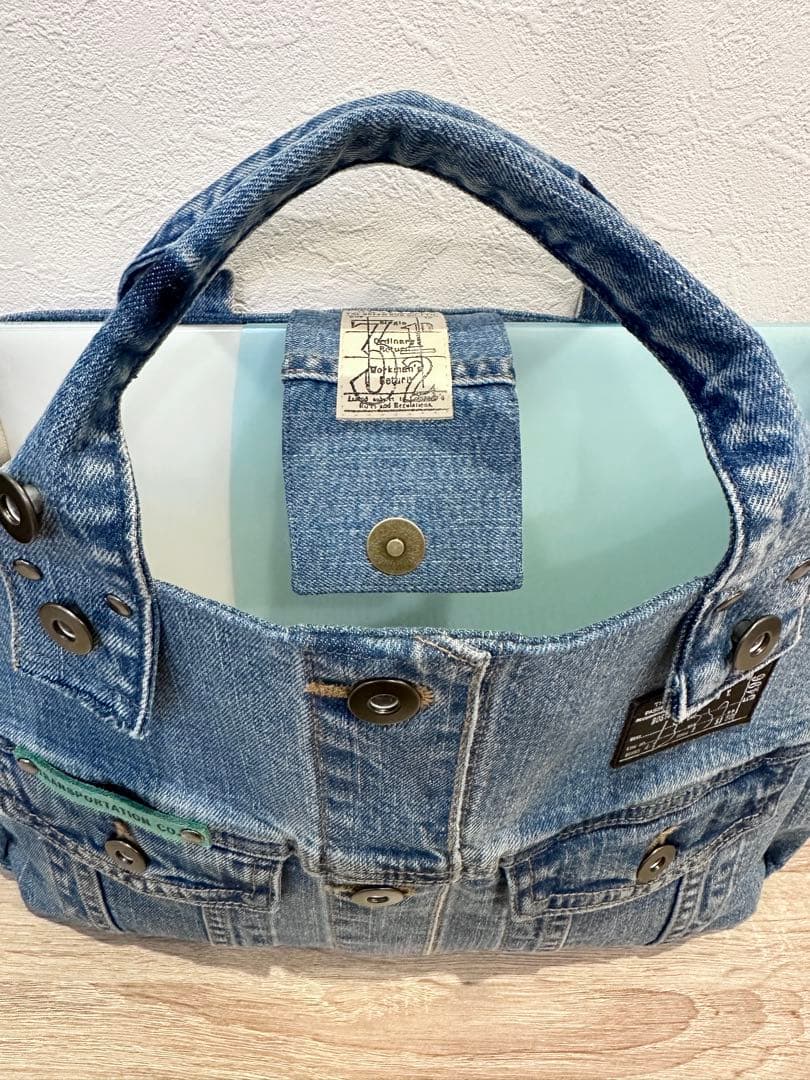 デニム　リメイク　Gジャン　トートバッグ　ショルダーバッグ　ハンドメイド　大きめ