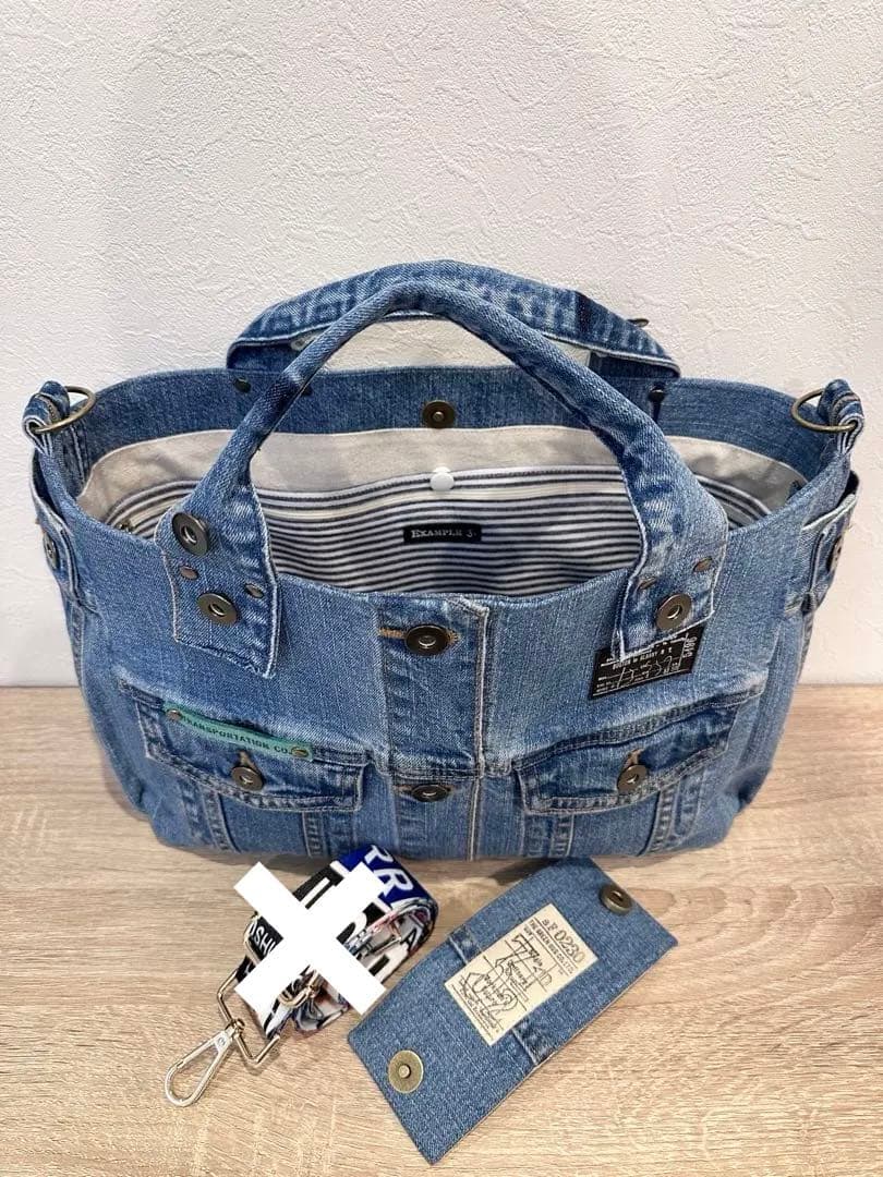 デニム　リメイク　Gジャン　トートバッグ　ショルダーバッグ　ハンドメイド　大きめ