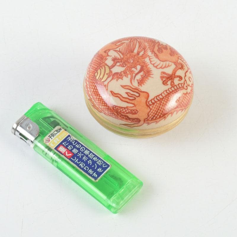 茶道具　萬古焼　加賀瑞山造　赤絵　翔龍香合　共箱　V　9780