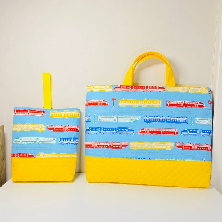 【お名前刺繍サービス】〈６点セット〉新幹線・電車柄★入園入学グッズ