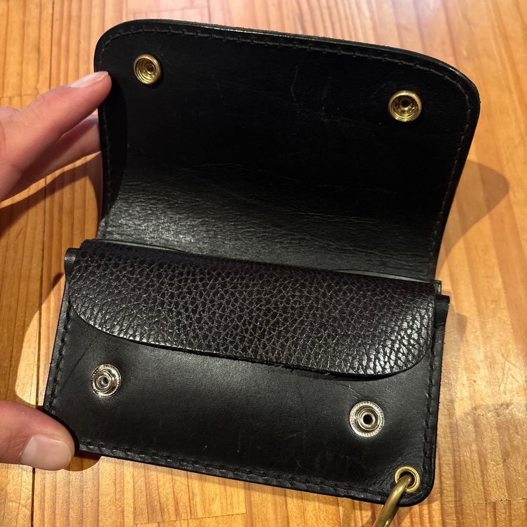 トラッカーウォレット　黒レザー コンパクト財布
