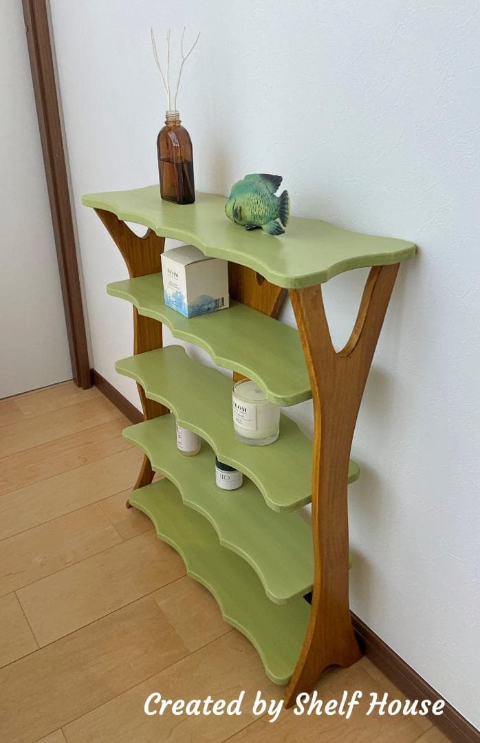 樹木デザインの木製シェルフ 初夏｜ハンドメイド棚 ナチュラルインテリア N