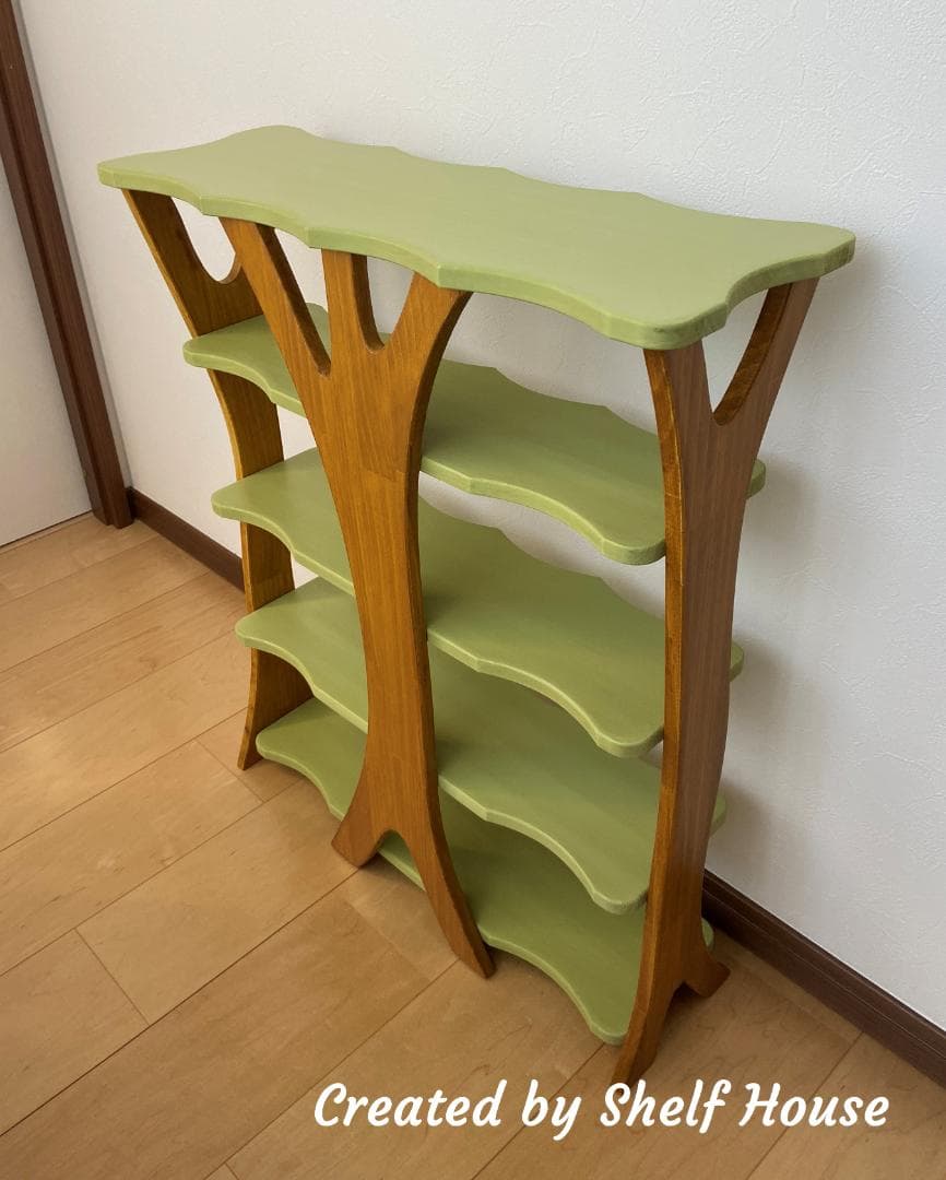 樹木デザインの木製シェルフ 初夏｜ハンドメイド棚 ナチュラルインテリア N