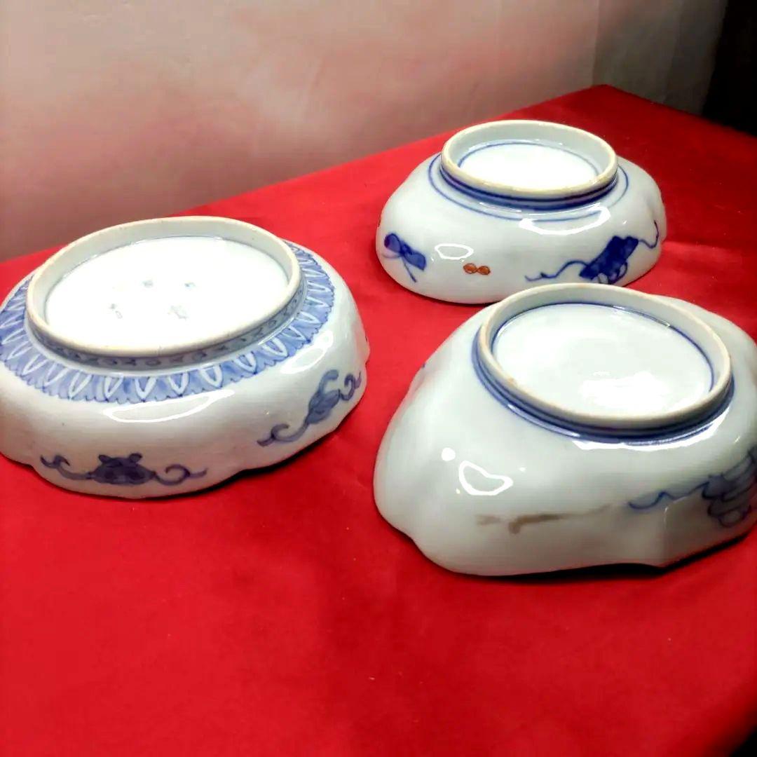 有田焼　伊万里焼　古伊万里　金彩　色絵　小皿　舟皿　刺し身皿　3種3客セット