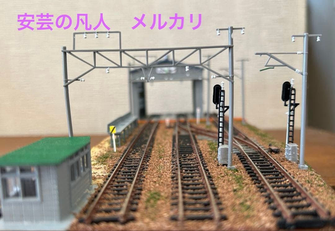 Nゲージ ジオラマ63 電車庫のある風景　アクリルケース付