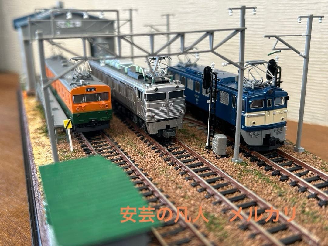 Nゲージ ジオラマ63 電車庫のある風景　アクリルケース付