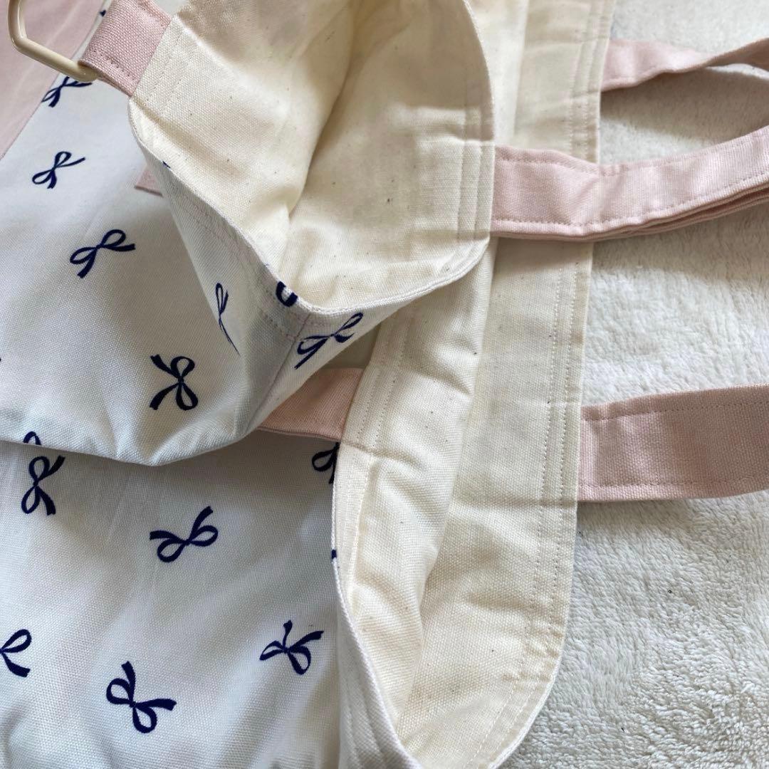 レッスンバック　女の子　フリル　上履き入れ　体操服袋　巾着　セット　リボン柄