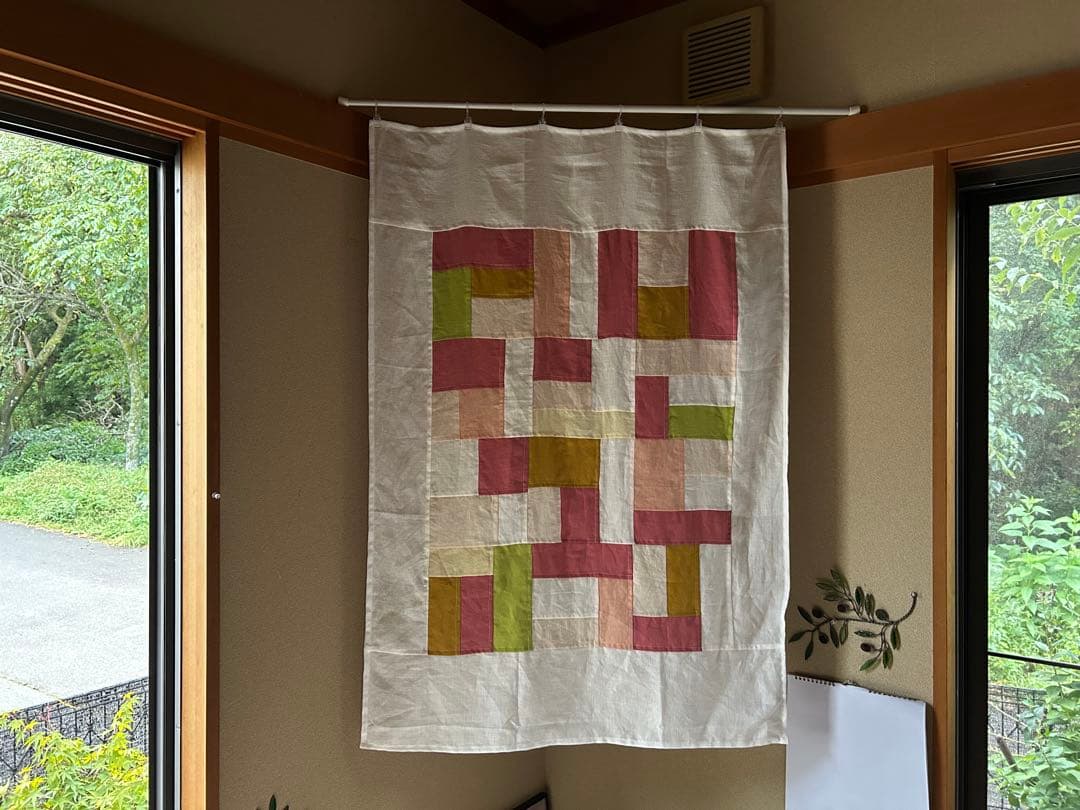 「秋桜」麻ポジャギ