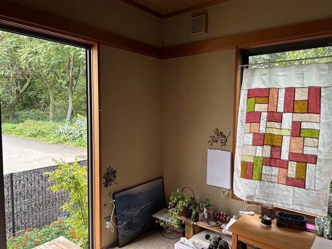 「秋桜」麻ポジャギ