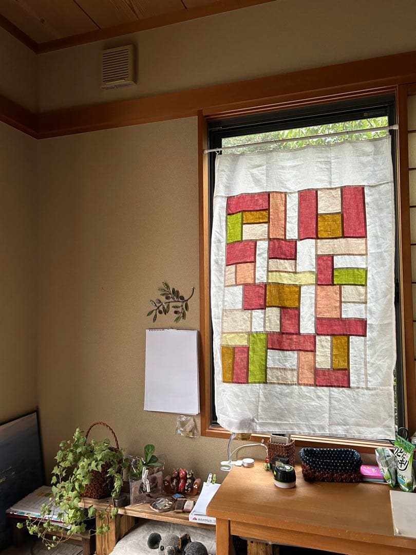 「秋桜」麻ポジャギ