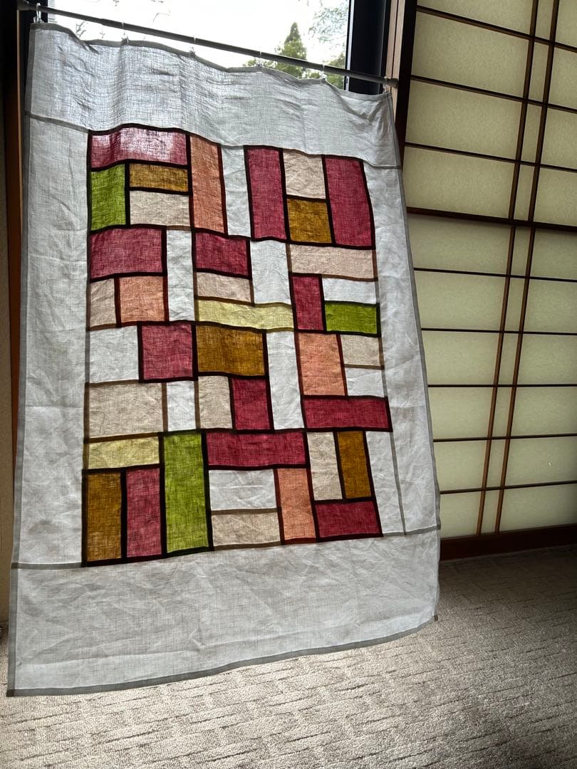 「秋桜」麻ポジャギ