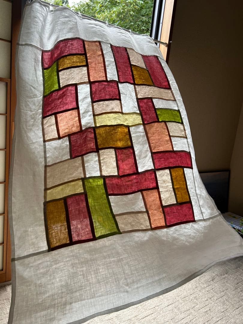 「秋桜」麻ポジャギ