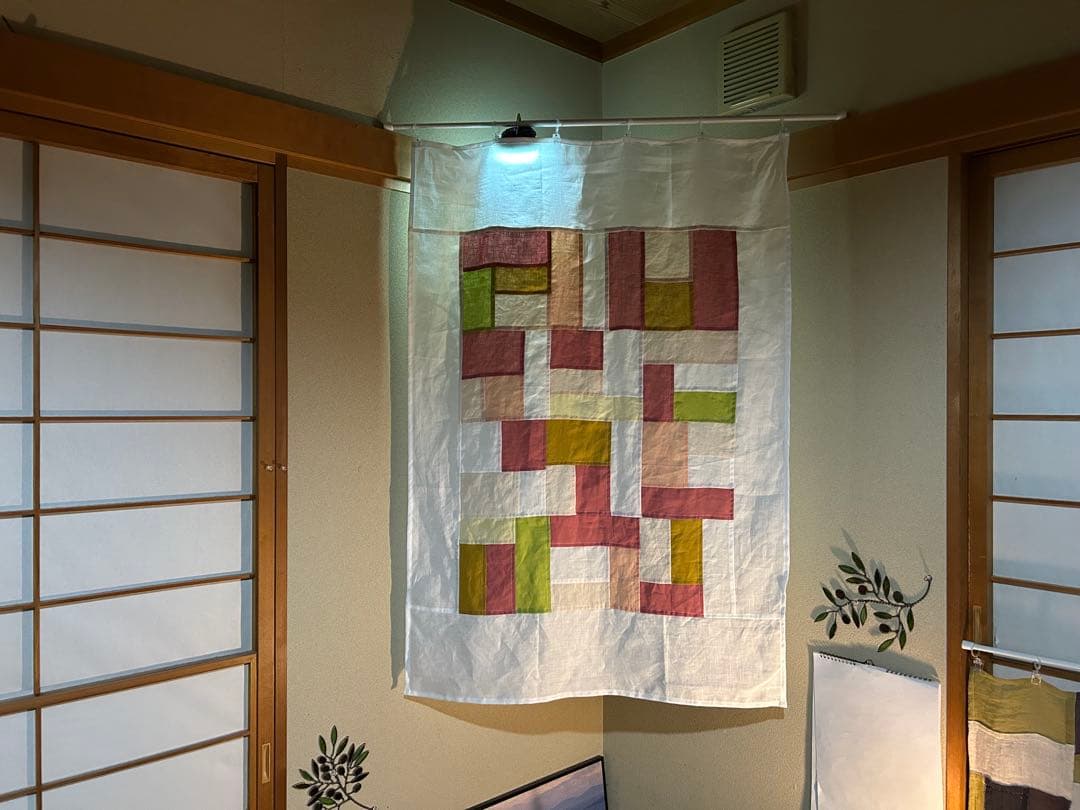 「秋桜」麻ポジャギ