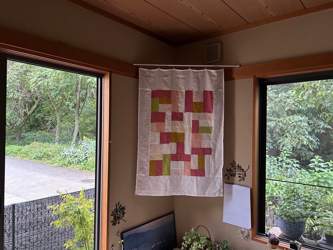 「秋桜」麻ポジャギ