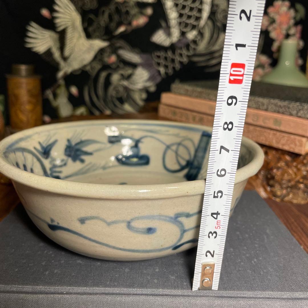 鉢 古伊万里 ？中国明時代？鶴図 染付 古陶磁 小鉢 取り皿 骨董 生活骨董