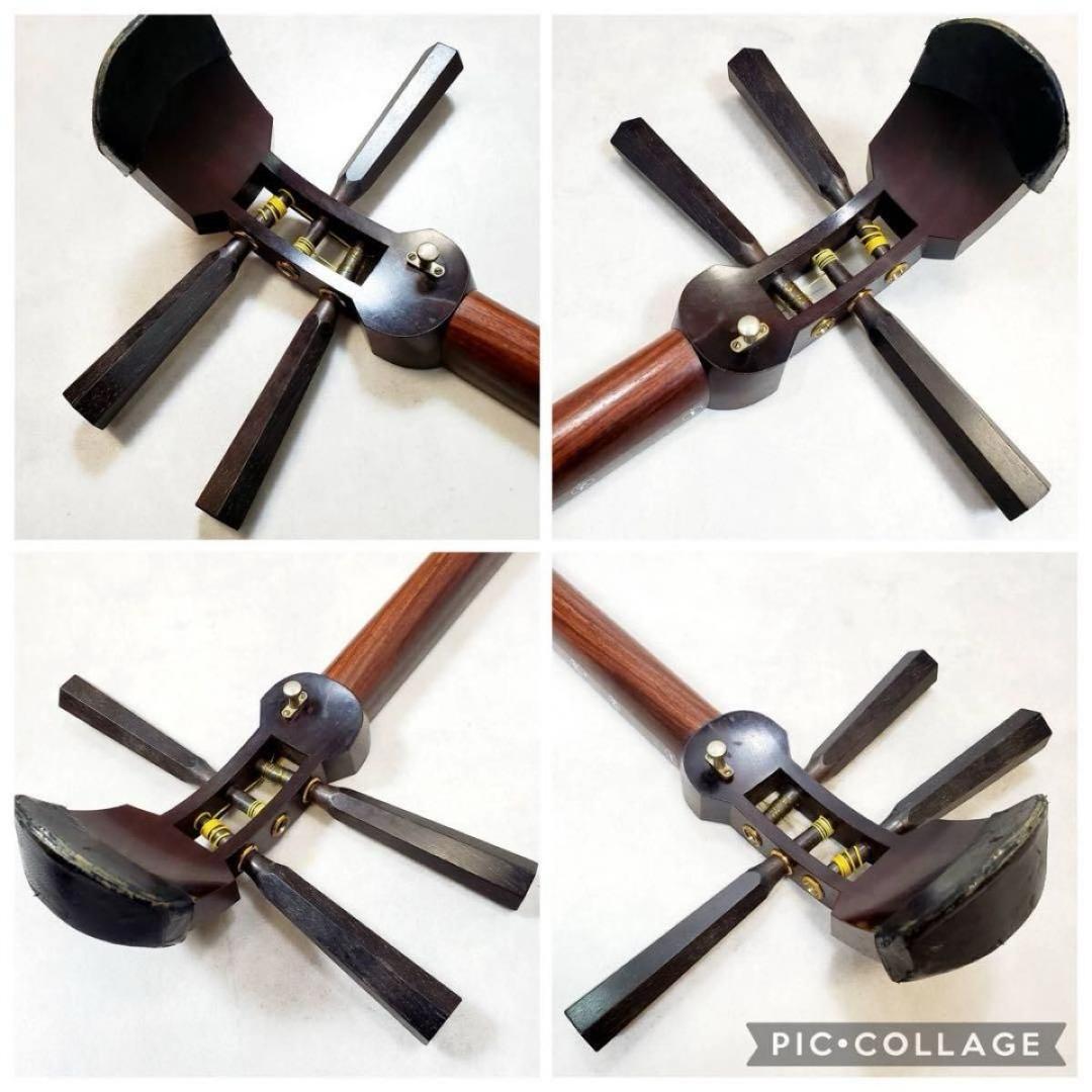 【ジャンク】三味線 中棹 東さわり 丸打胴 犬皮 紫檀 三つ折り ハードケース