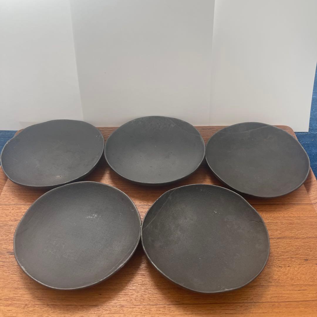 作家もの　黒焼き締め小皿5枚セット