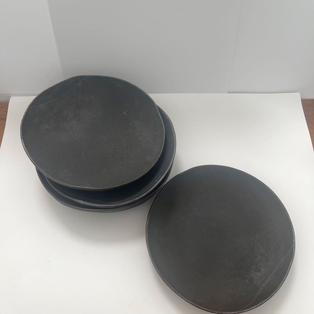 作家もの　黒焼き締め小皿5枚セット