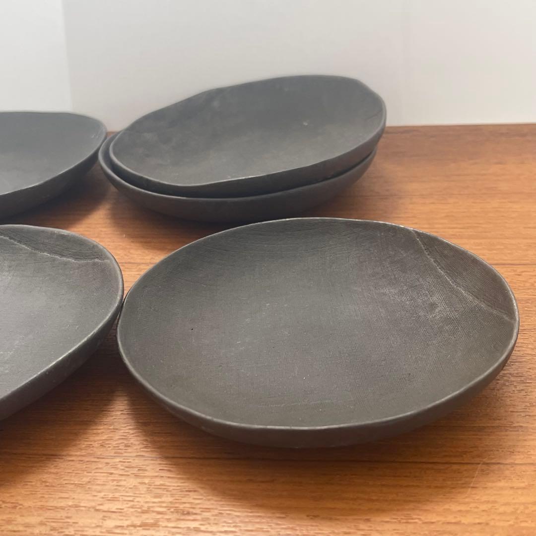 作家もの　黒焼き締め小皿5枚セット