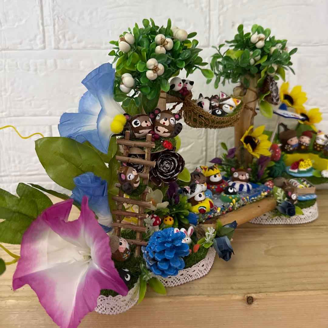 どんぐりアート♡紫陽花リース&夏のオブジェ2品♡ 一点物