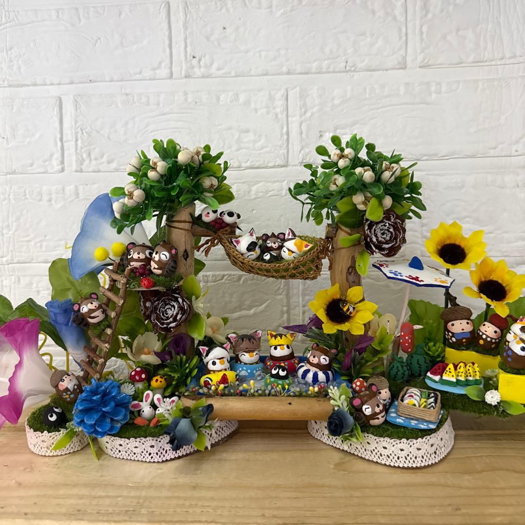 どんぐりアート♡紫陽花リース&夏のオブジェ2品♡ 一点物