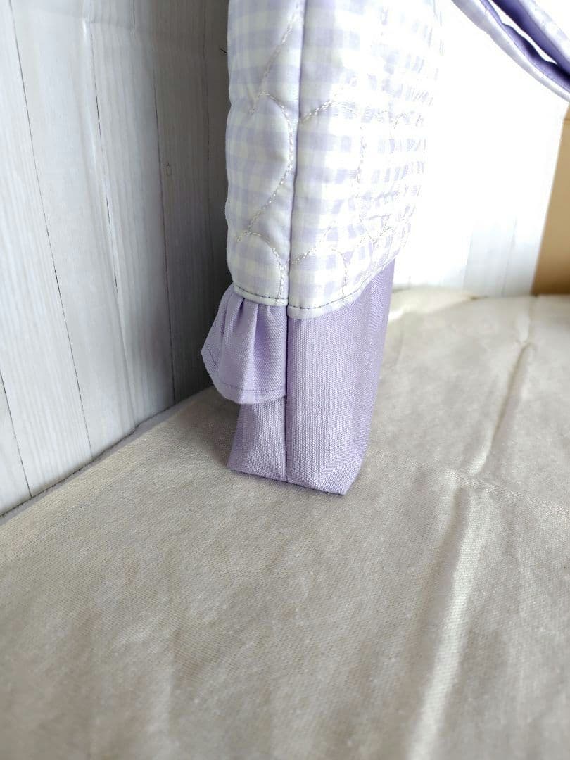 入園 入学 レッスンバッグ3点セット 【紫チェックハート×フリル 】