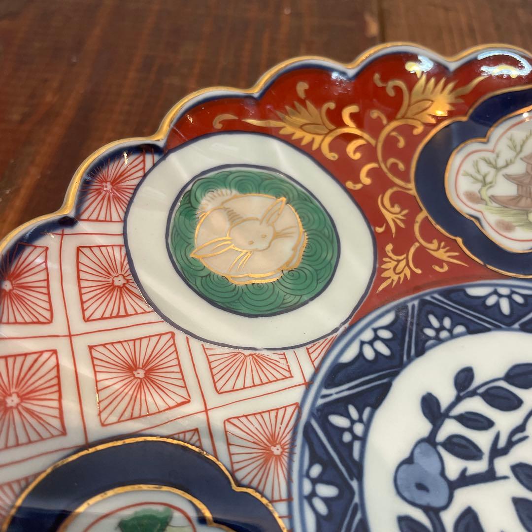 美品　林九郎窯　赤濃木甲山水和皿　有田焼　古伊万里　金彩　華やかな絵柄　プレート