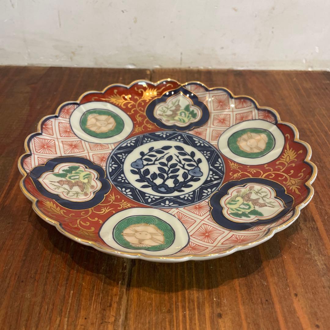 美品　林九郎窯　赤濃木甲山水和皿　有田焼　古伊万里　金彩　華やかな絵柄　プレート