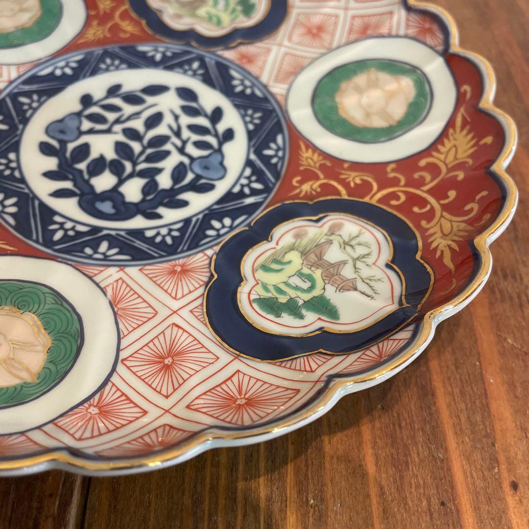 美品　林九郎窯　赤濃木甲山水和皿　有田焼　古伊万里　金彩　華やかな絵柄　プレート