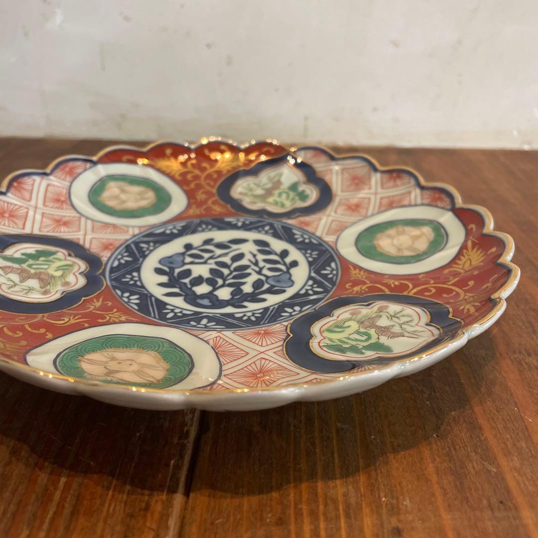 美品　林九郎窯　赤濃木甲山水和皿　有田焼　古伊万里　金彩　華やかな絵柄　プレート