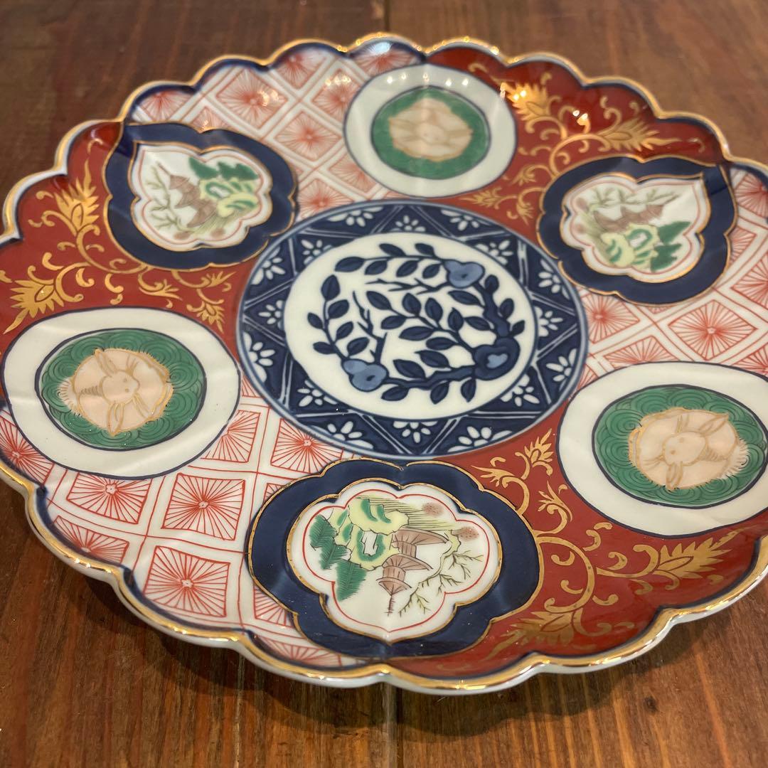 美品　林九郎窯　赤濃木甲山水和皿　有田焼　古伊万里　金彩　華やかな絵柄　プレート