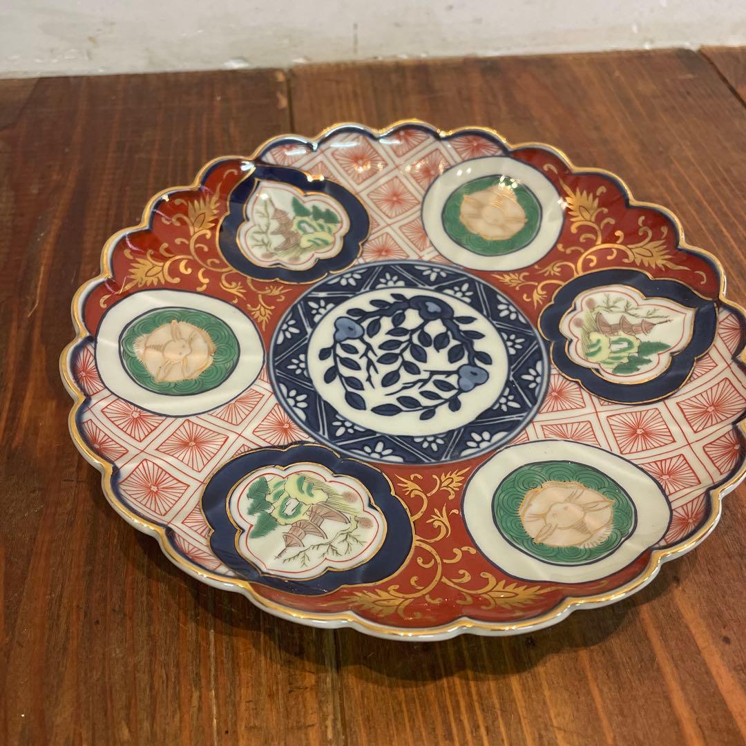 美品　林九郎窯　赤濃木甲山水和皿　有田焼　古伊万里　金彩　華やかな絵柄　プレート