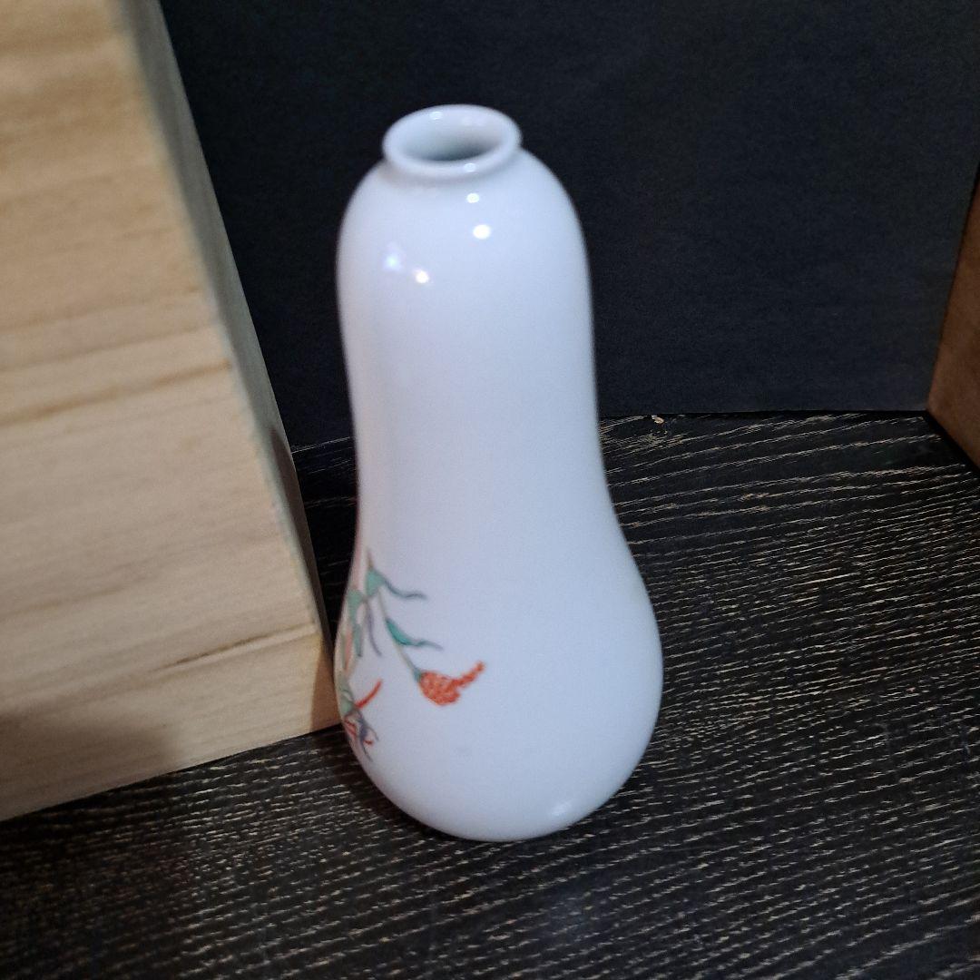 14代柿右衛門　ウズラ　あわ草図　茶道具　花瓶　名入　共箱入