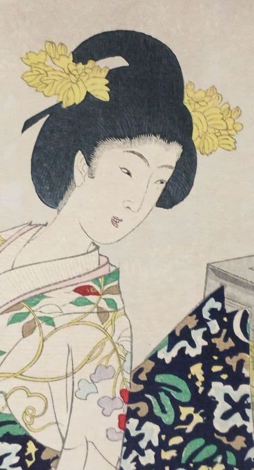 浮世絵版画、徳川時代貴婦人乃圖三枚綴り、橋本周延画、明治30年出版