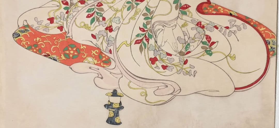 浮世絵版画、徳川時代貴婦人乃圖三枚綴り、橋本周延画、明治30年出版