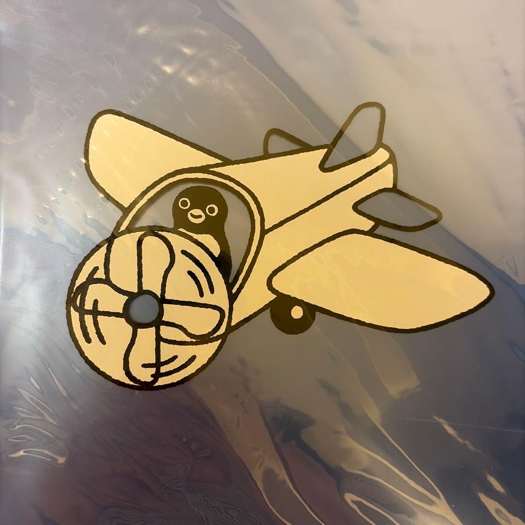 【ぽぽ】ブルー&ピンク 飛行機 クリアファイル、青赤 飛行機バッジ